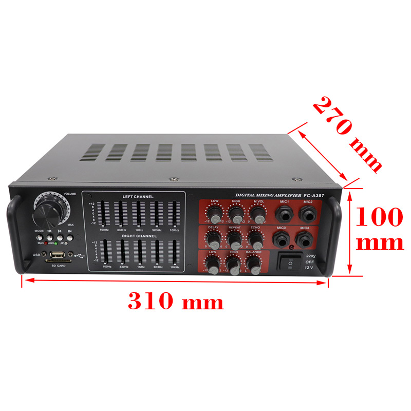 Wholesale 25W Dual Channel Stereo Amplifier Audio Receiver Home Store FM Radio SD MIC, FC-A387