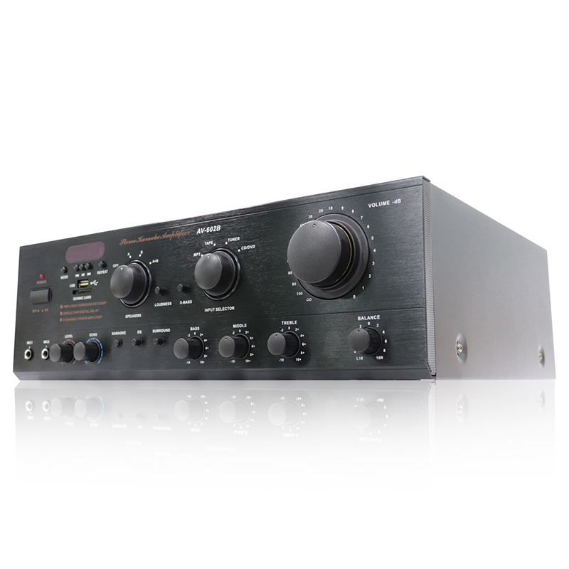 Made in China 100W dual channel Bluetooth and wireless home stereo mixer audio power amplifier, AV-602B