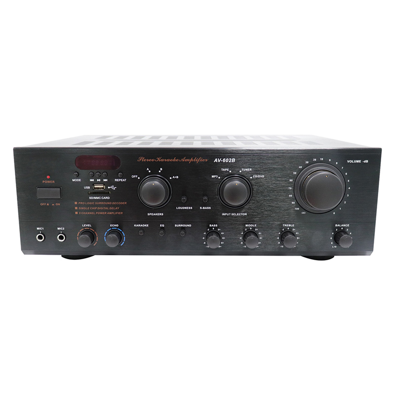 Made in China 100W dual channel Bluetooth and wireless home stereo mixer audio power amplifier, AV-602B