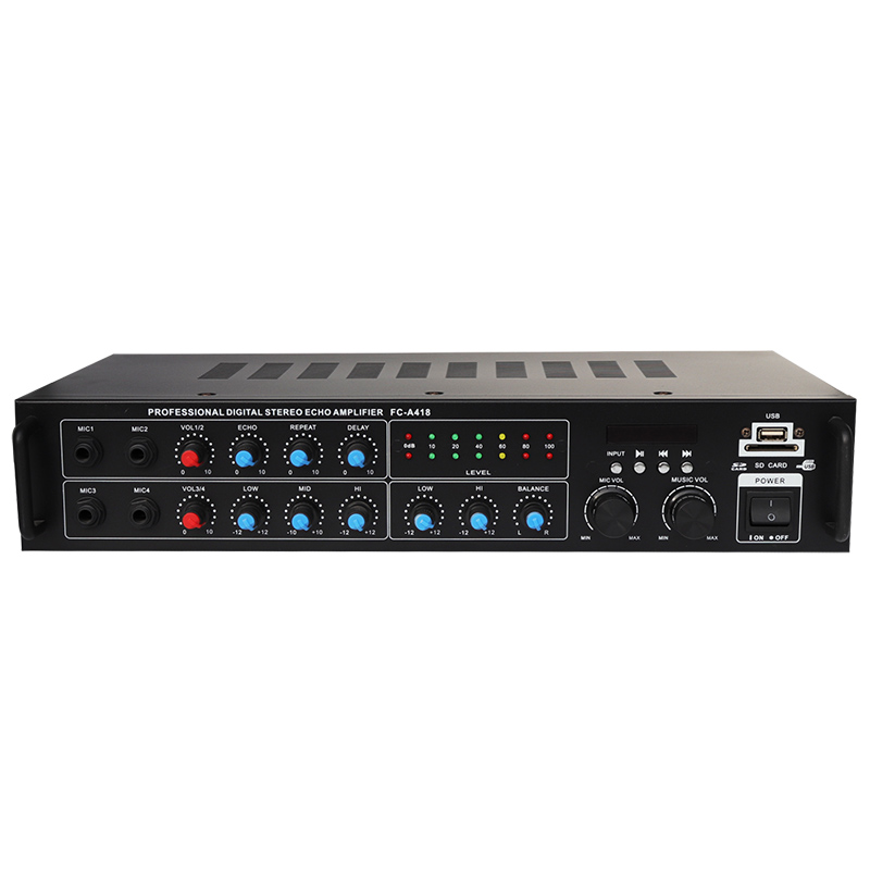 Factory wholesale 25W 2-channel infrared remote control DC12V input Household power amplifier, FC-A418