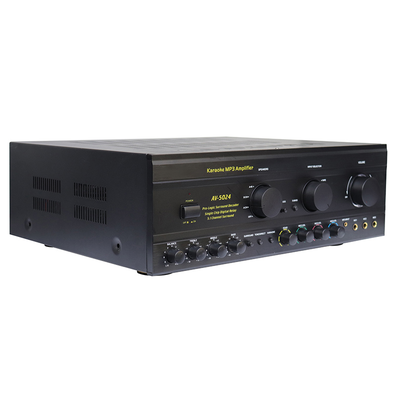 Customized four channel high fidelity digital low-power audio amplifier for home theater systems, AV-5024