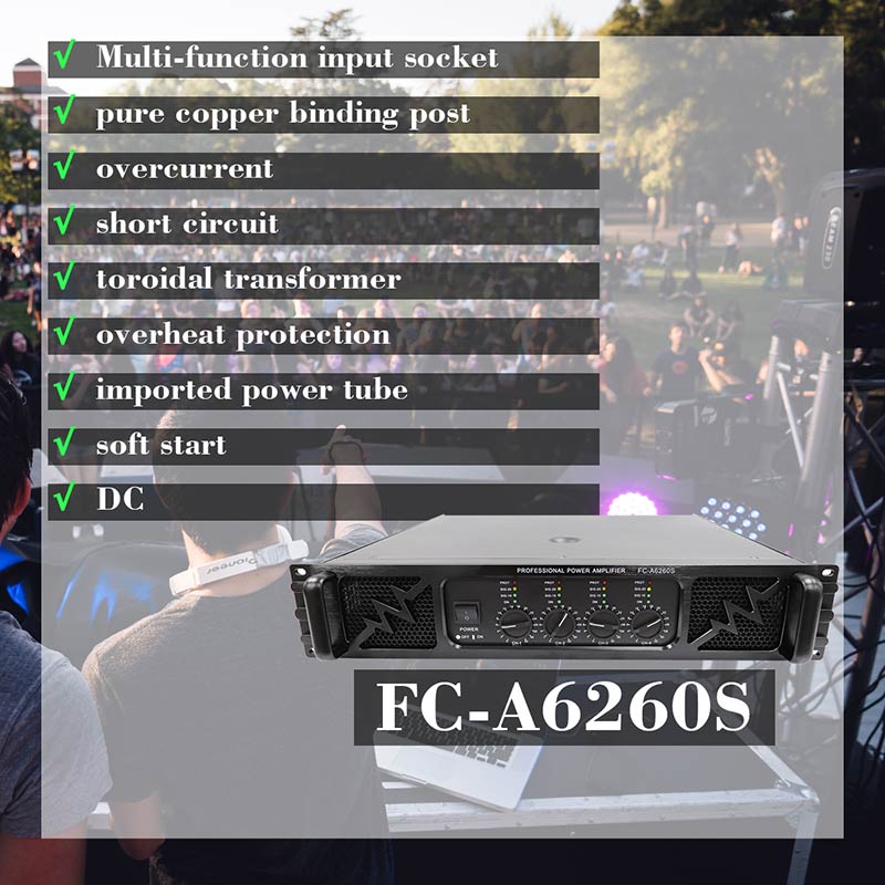 4 Channel 250W Power Amplifier, Audio Power Amplifier, Sound  Amplifier, FC-A6260S
