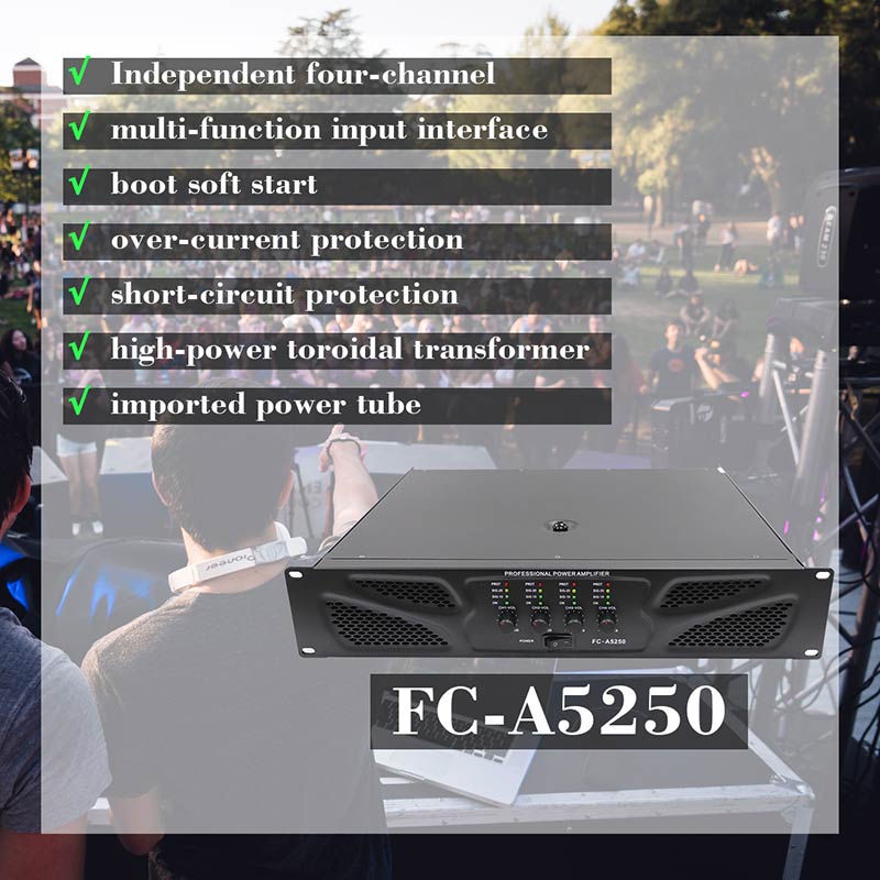 Hot sales 250W Independent four channel Professsional Power Amplifier for stage, FC-A5250