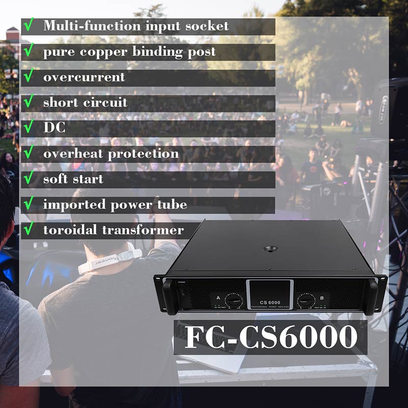 high-quality 2 Channel 600W Amplifier speaker Pro Audio Equipments for bars, CS-6000